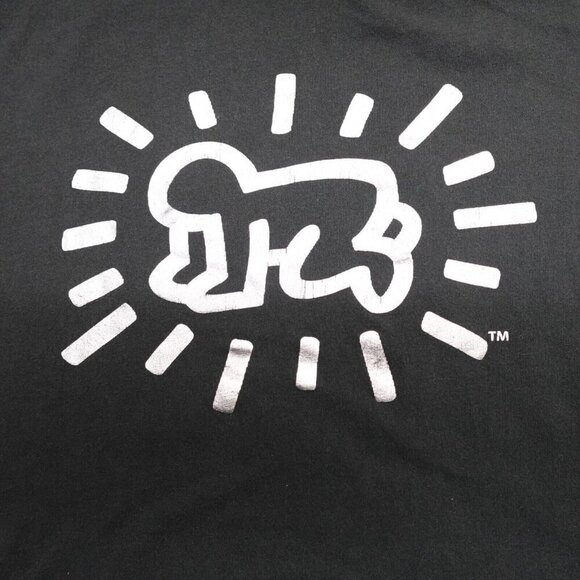 Uniqlo Keith Haring Shirt Medium Black Crawling Baby Embroidered - Picture 1 of 7